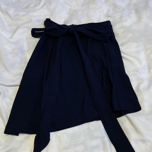 vintage zara asymmetrical navy blue layered skirt with bow tie at back - Picture 3 of 4
